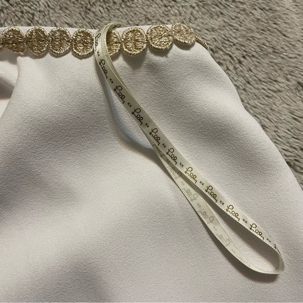 Lilly Pulitzer Pearl White Shift Dress Resort White Gold Halter - Picture 4 of 12
